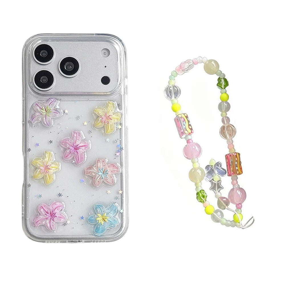 カラフル ハイビスカス フラワー クリア iPhoneケース|ガーリー・花柄・レトロ #261050