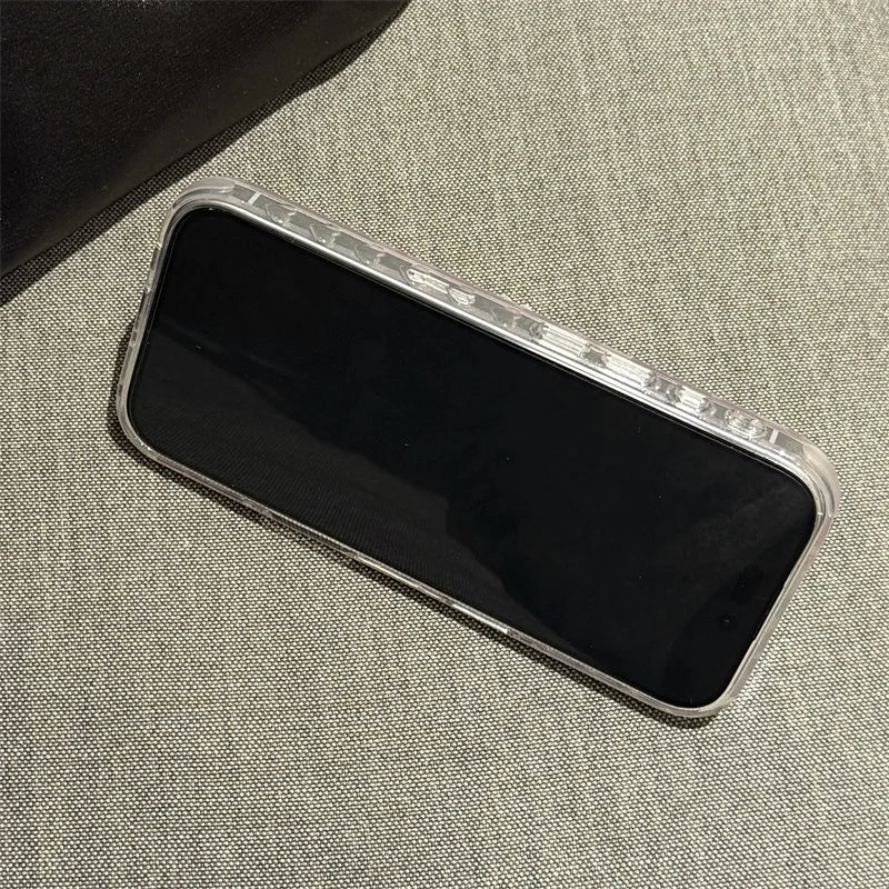 【リボンパールグリップ】ガーリ ピンクハート ケース|iPhone対応 #250724