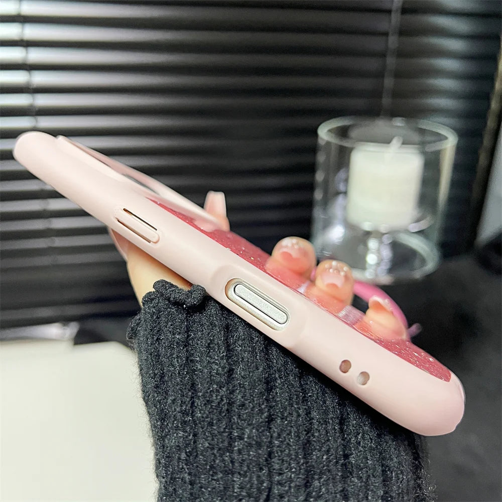【猫耳シリーズ】キラキラ ラメ グリッター 猫耳デザイン スマホケース|iPhone対応 #250307