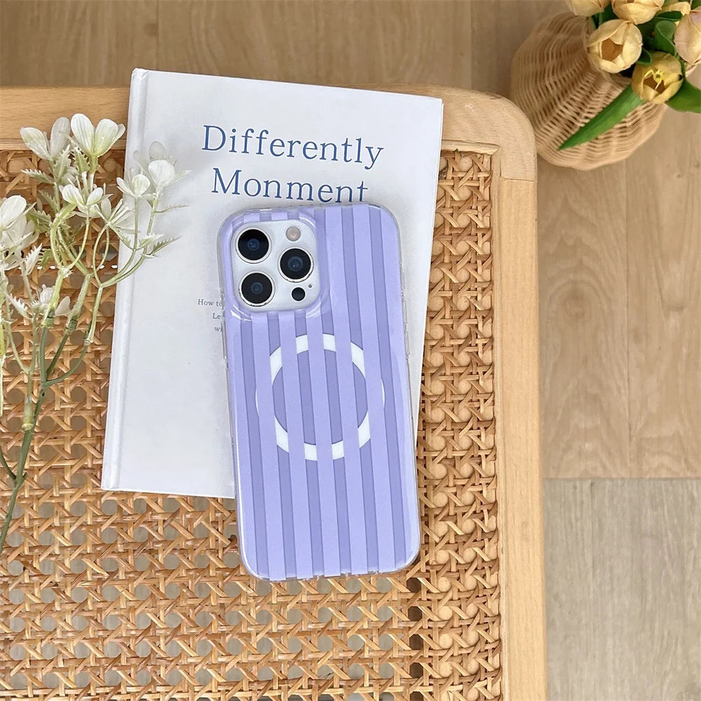 【Heart Grip Clear Stripe Case】ハートグリップクリアストライプケース|iPhone対応 #250223