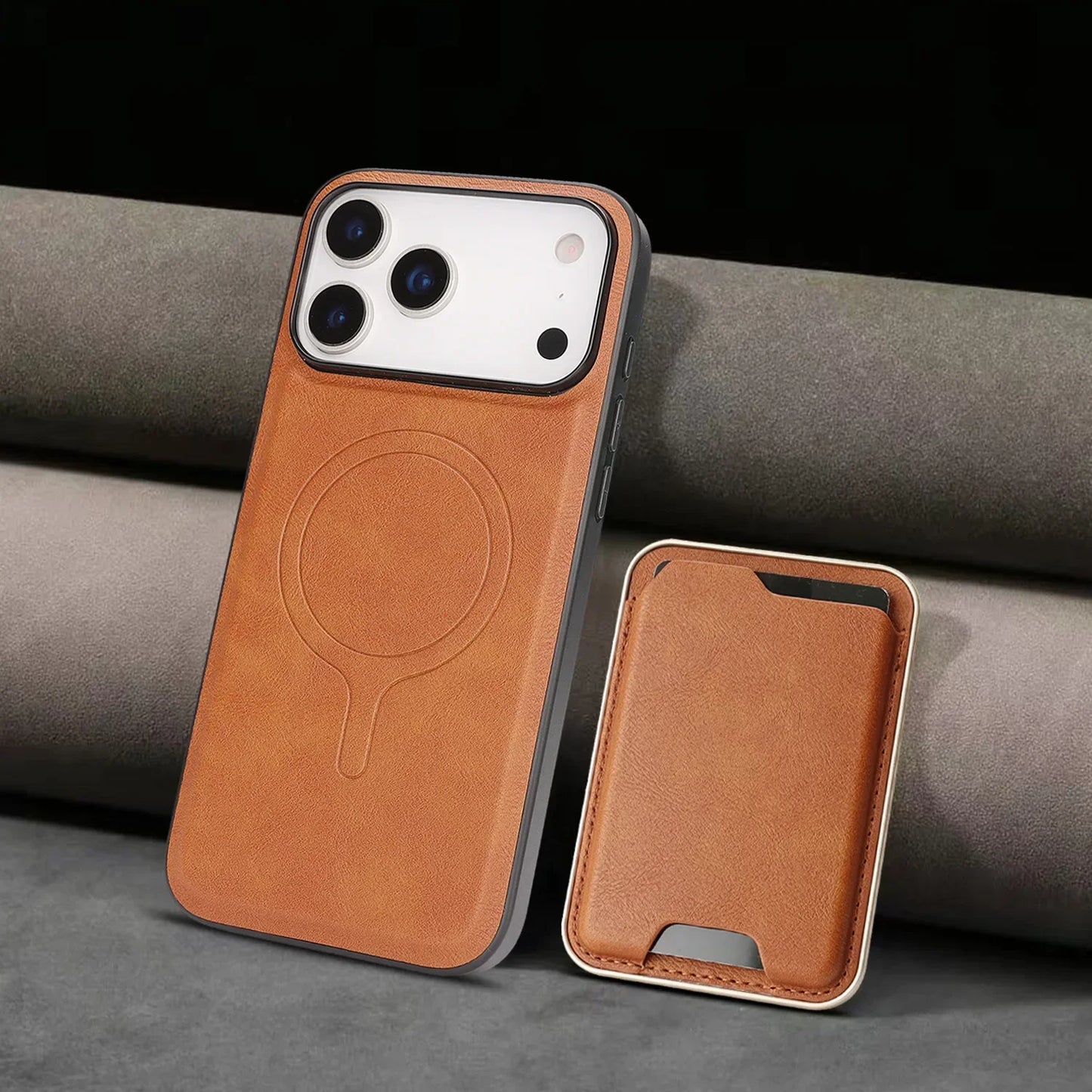 【レザーウォレットシリーズ】MagSafe対応 マグネット式 ミニマルカードホルダー スマホケース用|iPhone対応 #251115
