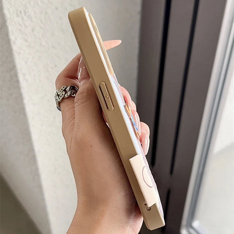 【チェックダックス】刺繍わんこ × レトロチェック エンボス スマホケース|iPhone対応 #250210