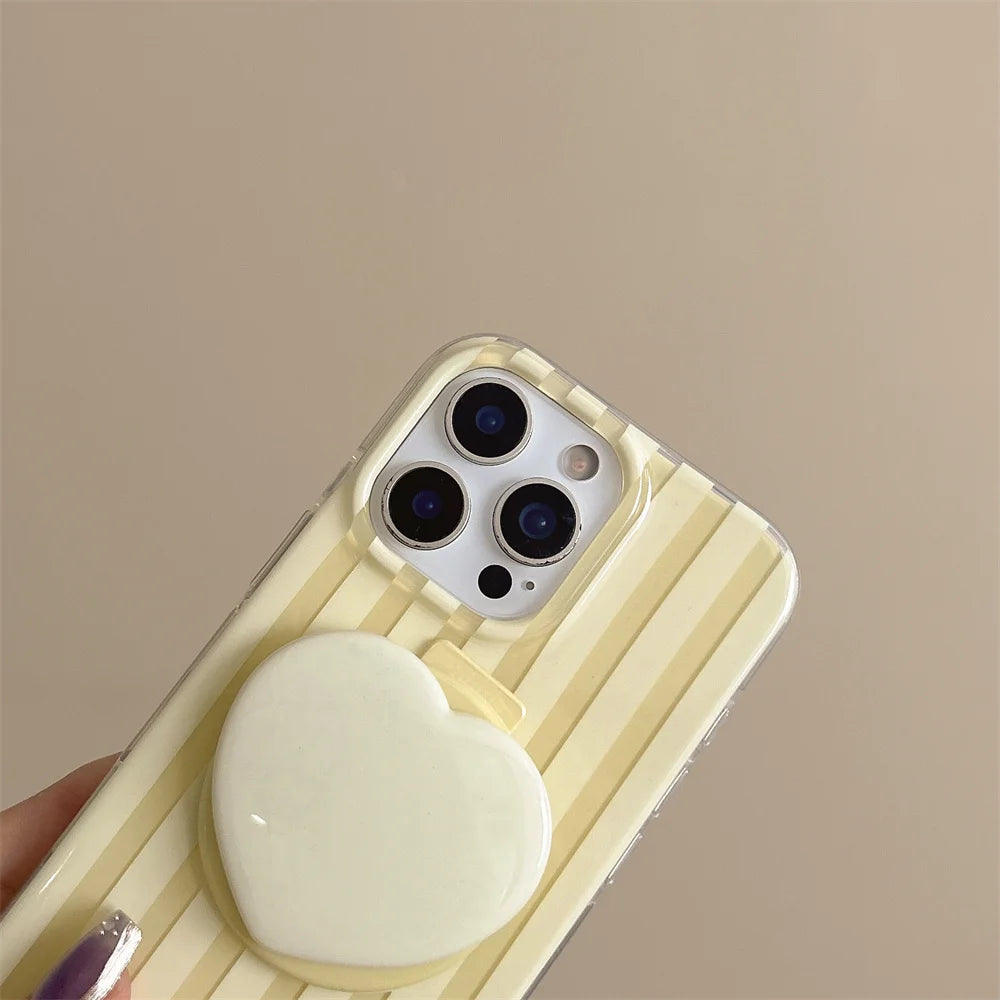 【Heart Grip Clear Stripe Case】ハートグリップクリアストライプケース|iPhone対応 #250223