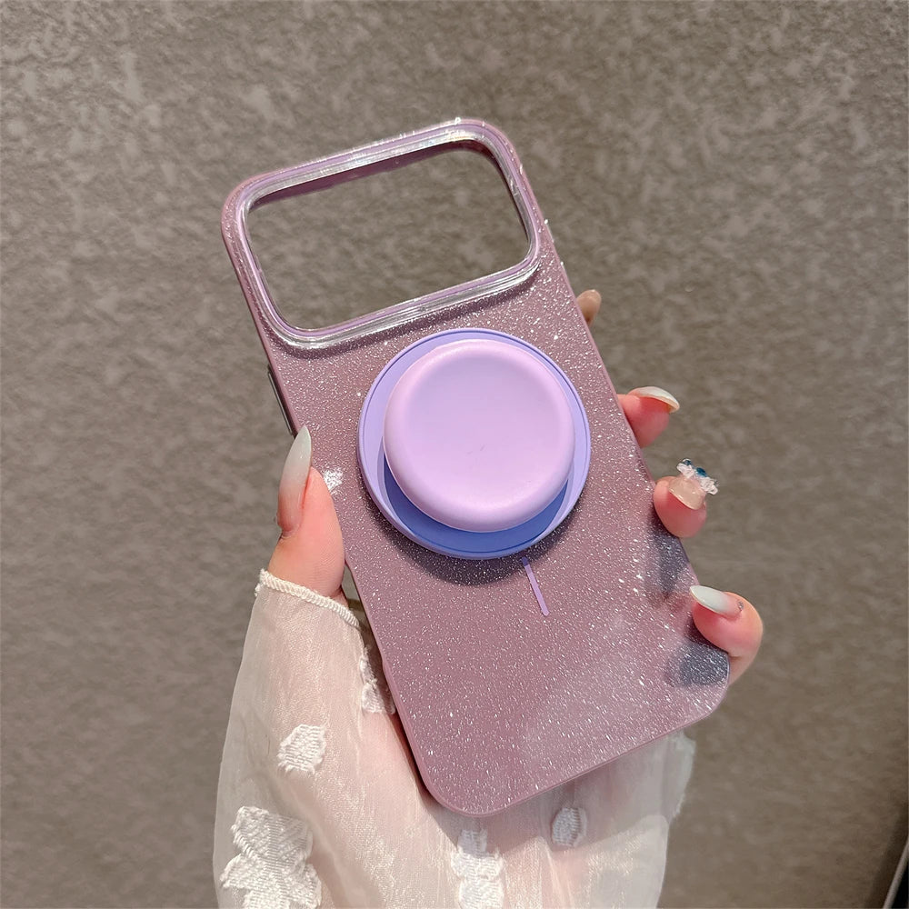 【カラーポップグリップ】キラキラ グリッター ラメ スタンド付き パステルカラー スマホケース|iPhone対応 #250311