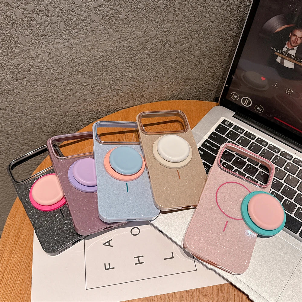 【カラーポップグリップ】キラキラ グリッター ラメ スタンド付き パステルカラー スマホケース|iPhone対応 #250311