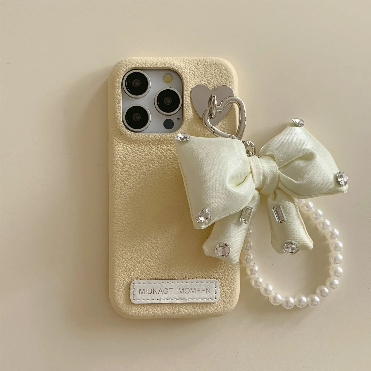 【パールビッグリボン】リボンモチーフ×パールチェーン スマホケース|iPhone対応 #240802