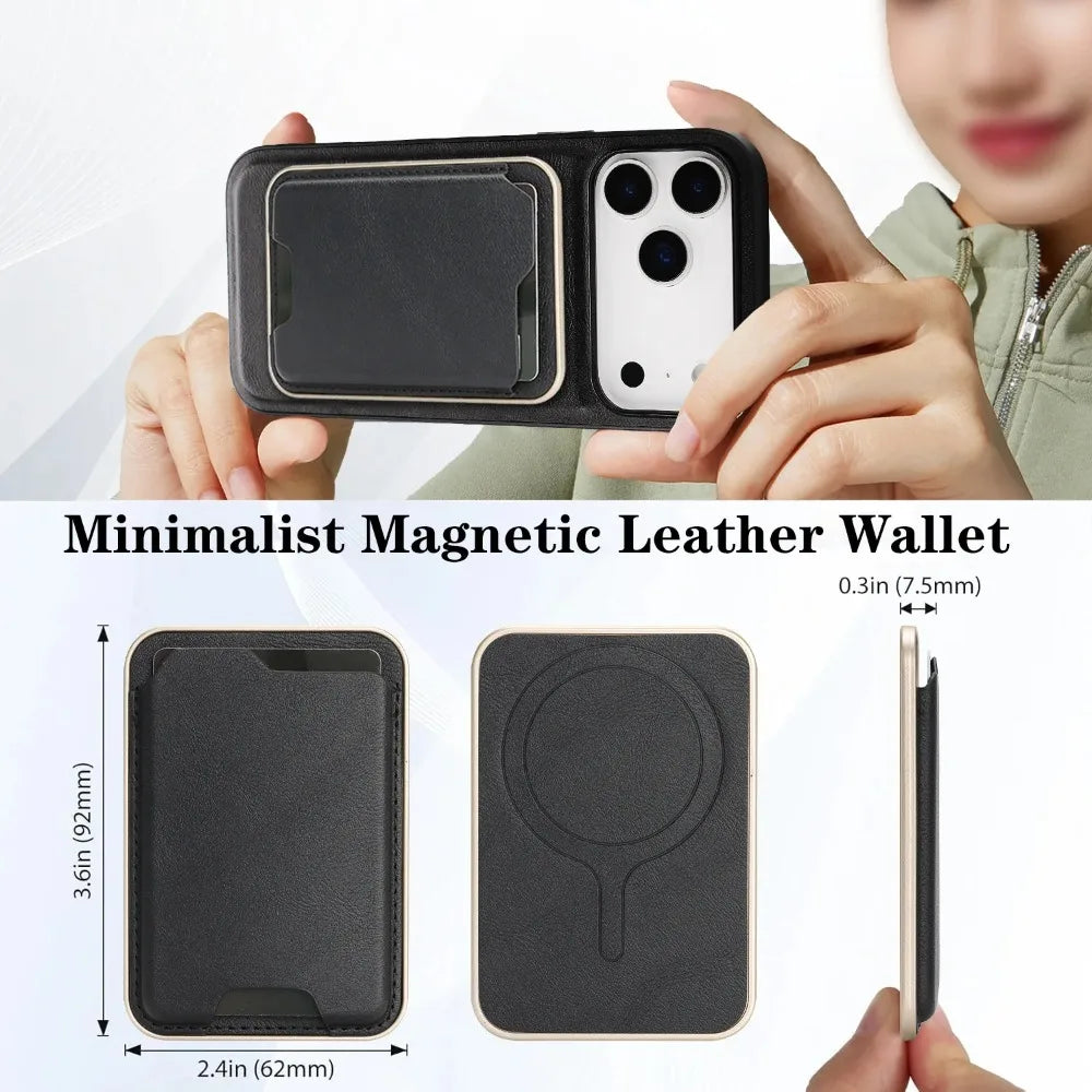 【レザーウォレットシリーズ】MagSafe対応 マグネット式 ミニマルカードホルダー スマホケース用|iPhone対応 #251115