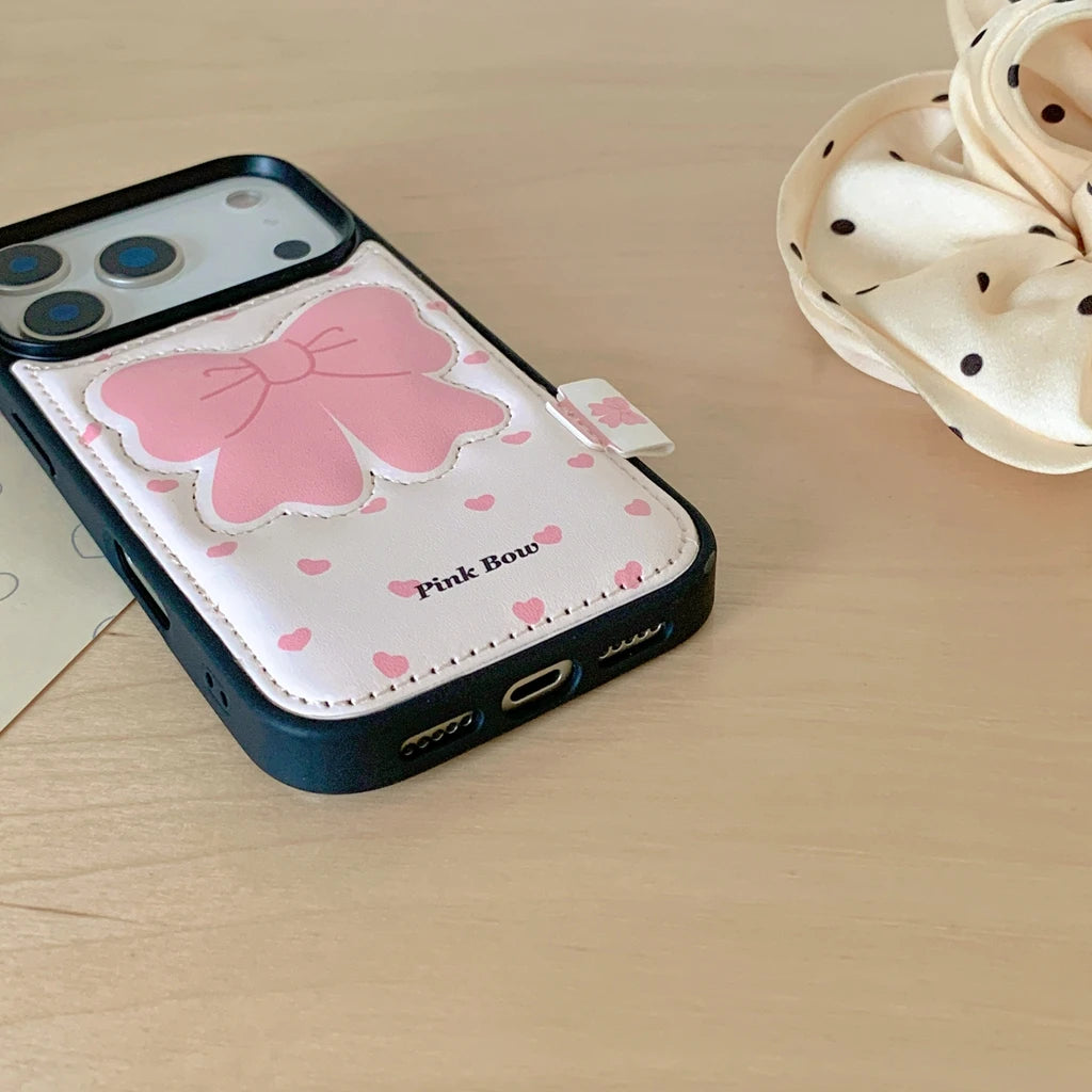 【ピンクリボン】ラブ プチハート エンボスレザー スマホケース|iPhone対応 #250209