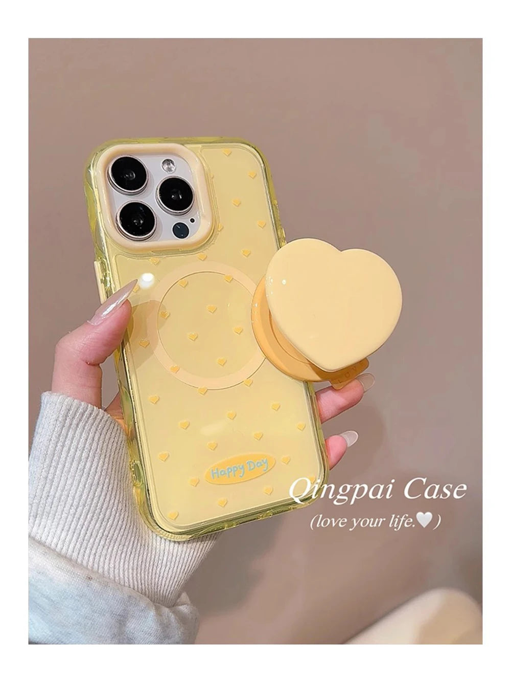 【ハートスタンド付き】クリアスマホケース|iPhone対応 #250501