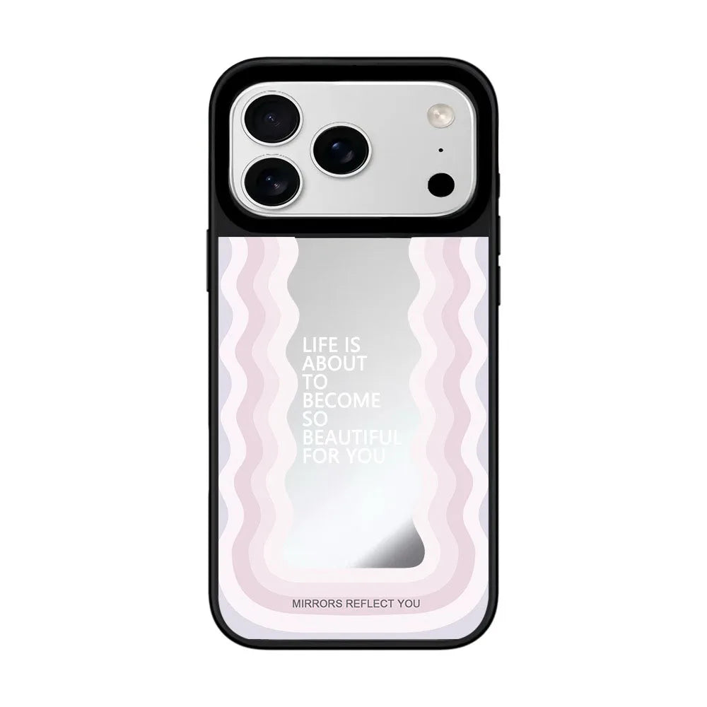 【ミラーシリーズ】鏡面仕上げ 英字メッセージ入り おしゃれ耐衝撃 スマホケース|iPhone対応 #251224