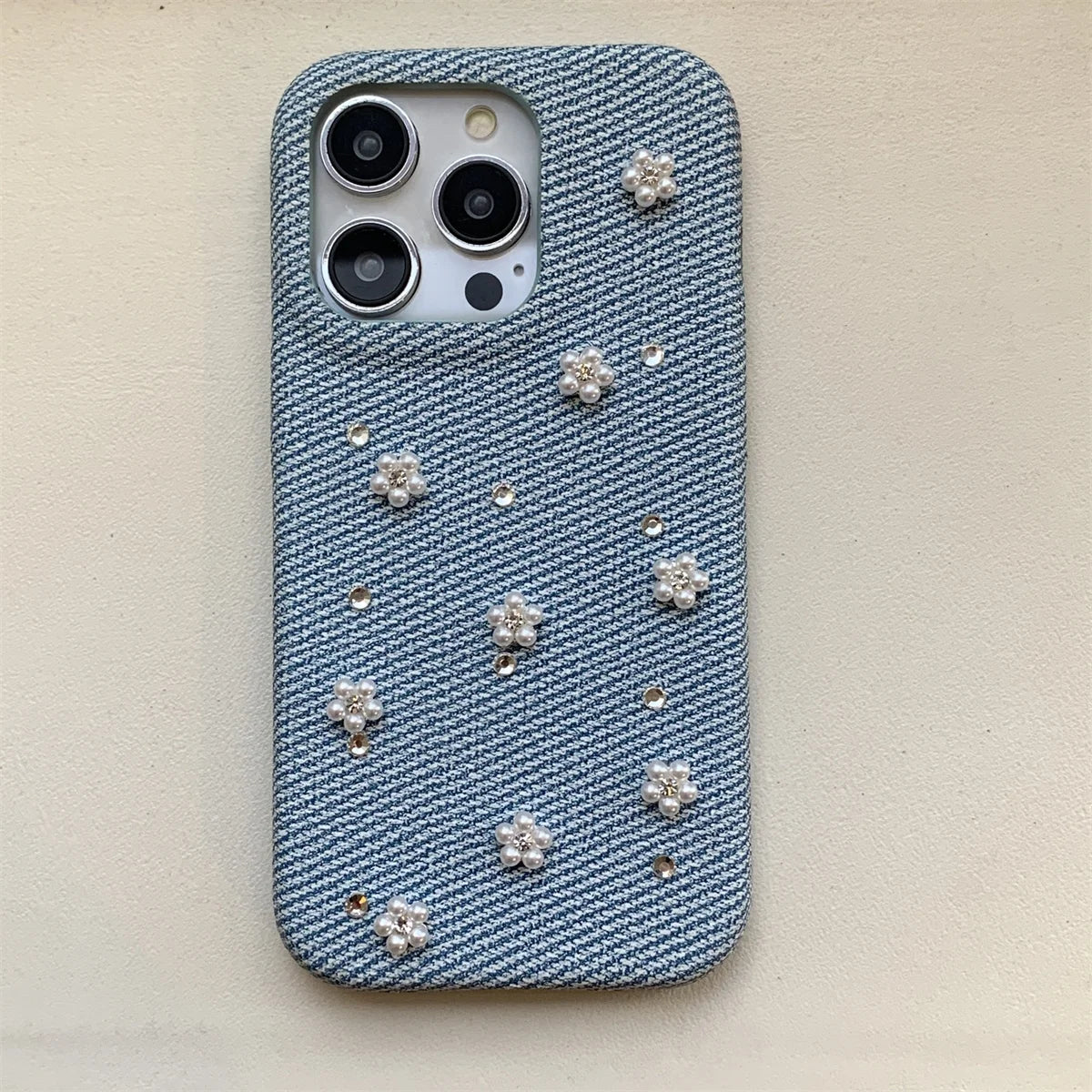 【立体パールフラワー】ジュエリー ハート スマホケース|iPhone対応 #250808