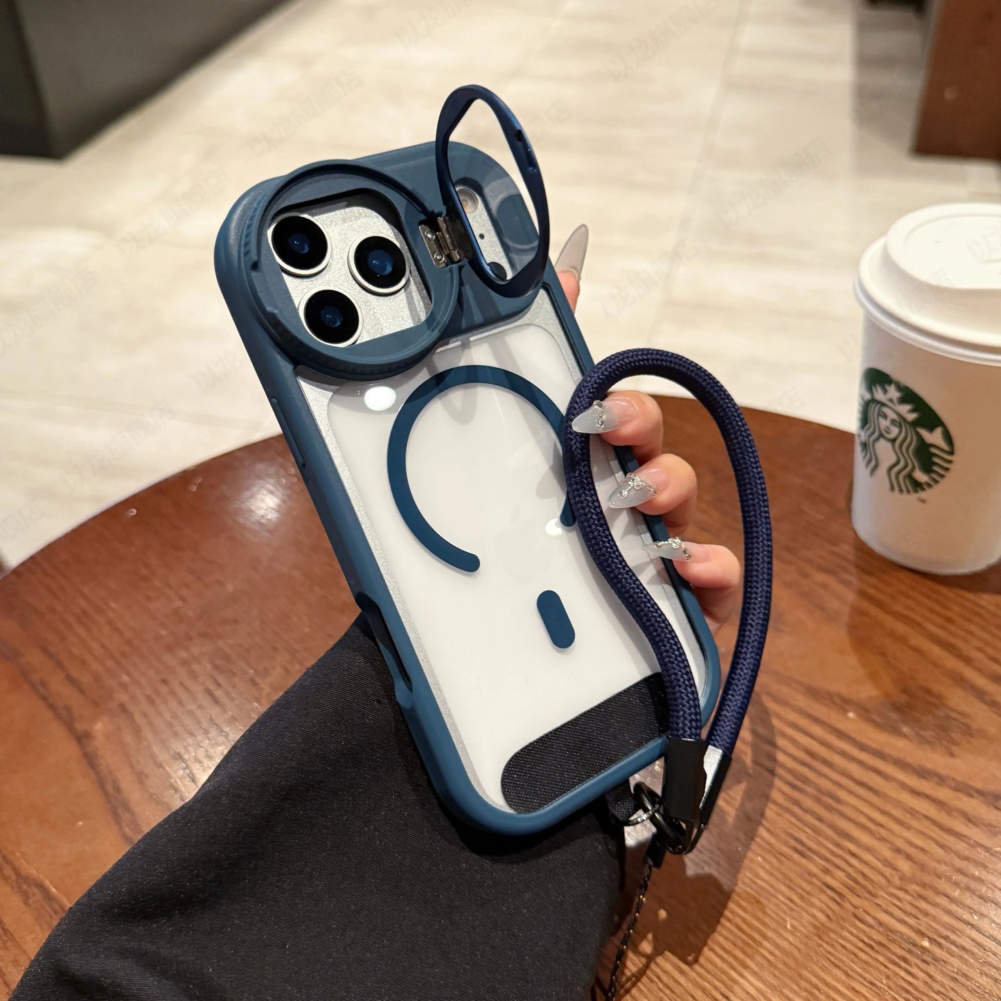 【Magnet対応】スケルトンガード 耐衝撃クリア × ストラップ スマホケース|iPhone対応 #240824