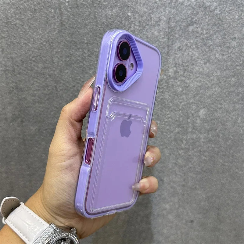 【クリア×ネオンフレーム】カード収納スマホケース|iPhone対応 #250807