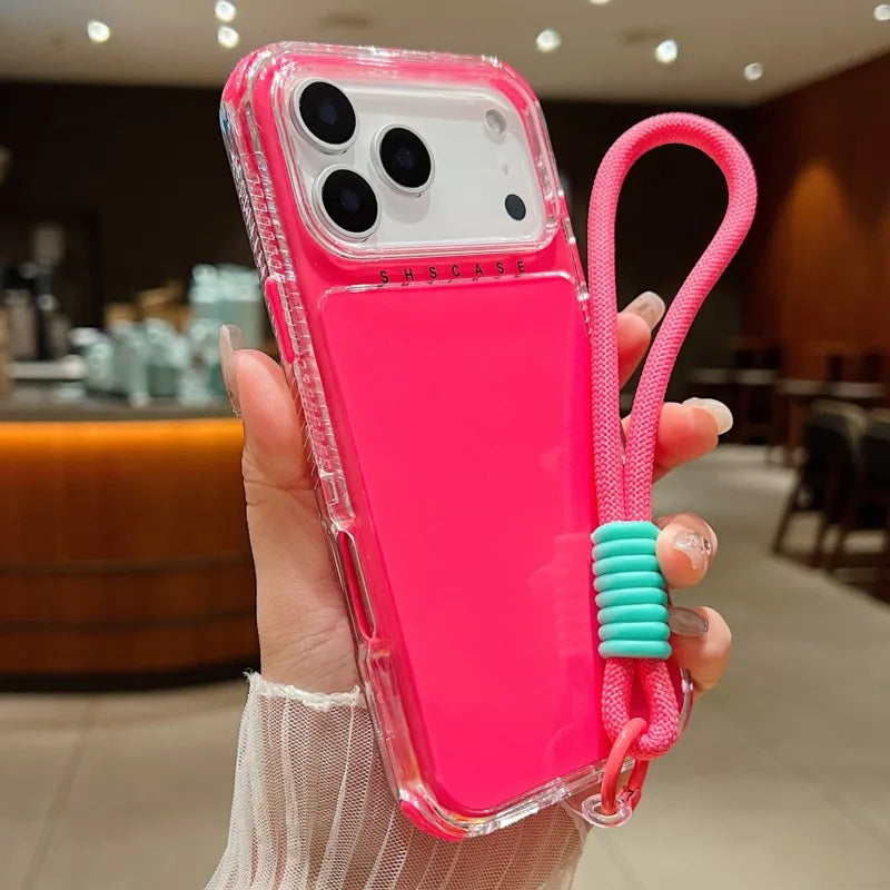 【ネオンシリーズ】カラフルクリアデザイン ストラップ付き スマホケース|iPhone対応 #251120