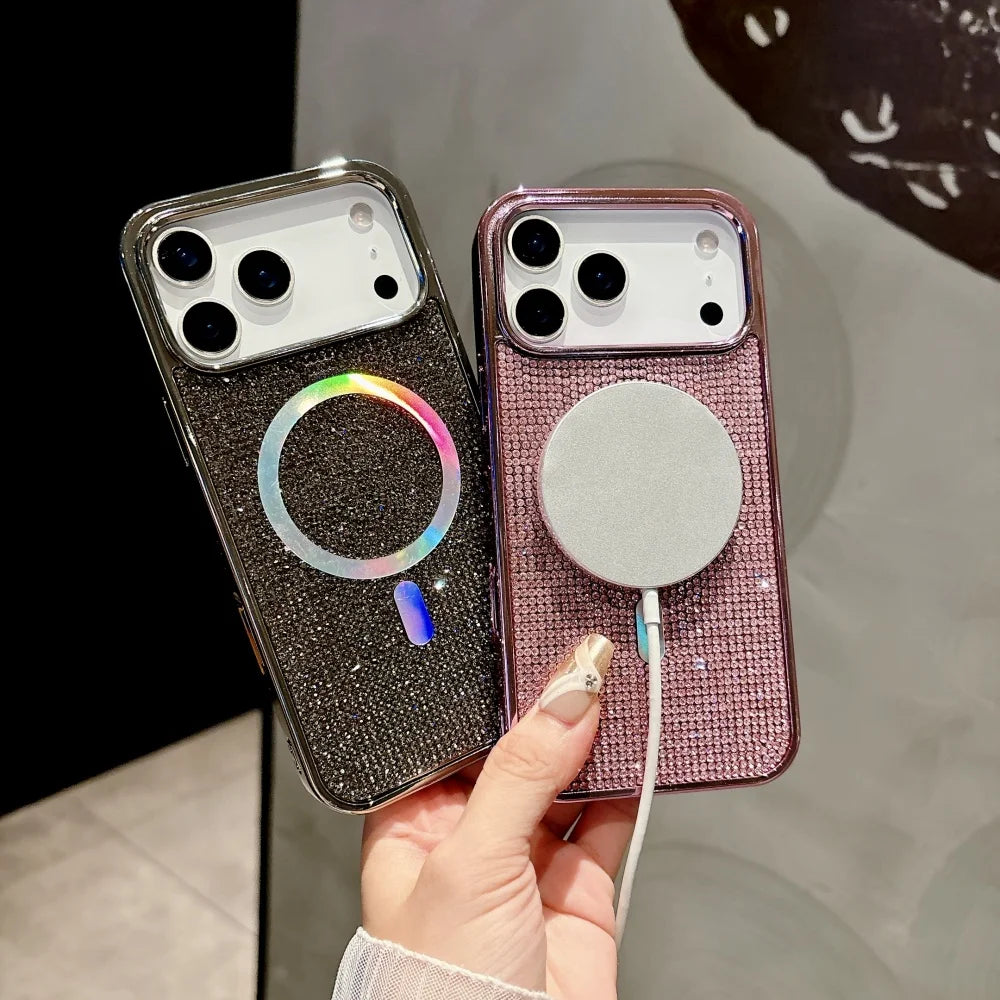 【Magsafe対応】キラキラ グリッターラメ ストーン × マグネット対応 スマホケース|iPhone対応 #250319