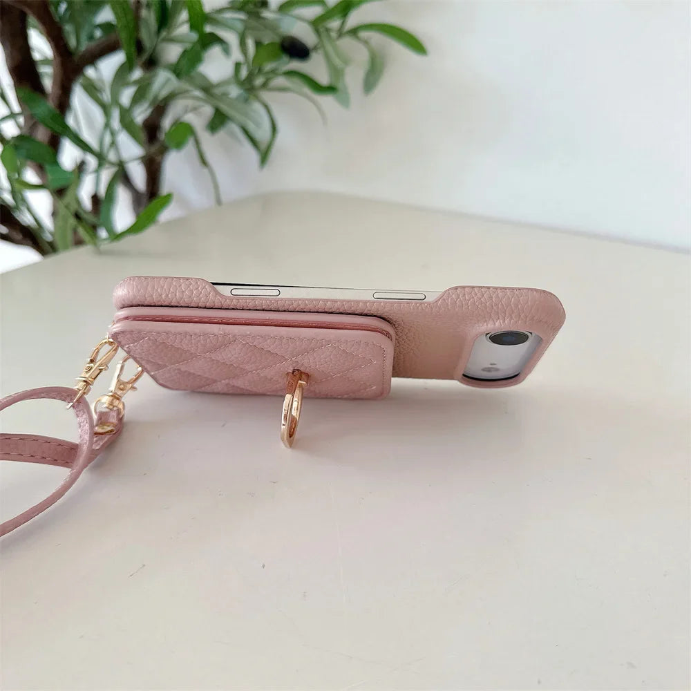 【キルティングシリーズ】カード収納付き ショルダー付き キルティング調 スマホケース|iPhone対応 #251117
