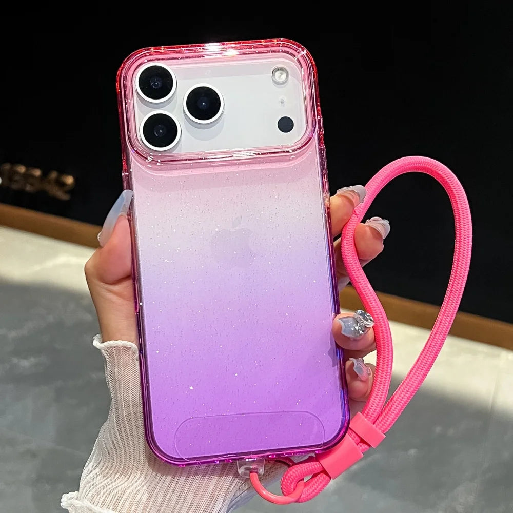 【グラデーションシリーズ】カラフル クリアグラデーション ストラップ付き スマホケース|iPhone対応 #251118