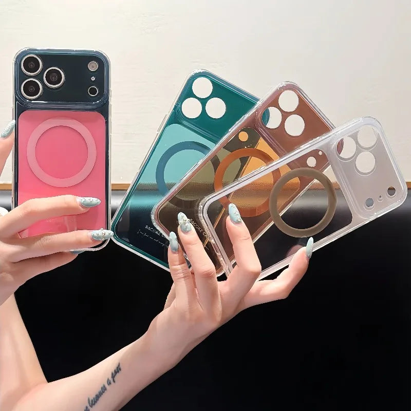 ツートン カラークリア Magnet内蔵 iPhoneケース｜淡色ニュアンス
