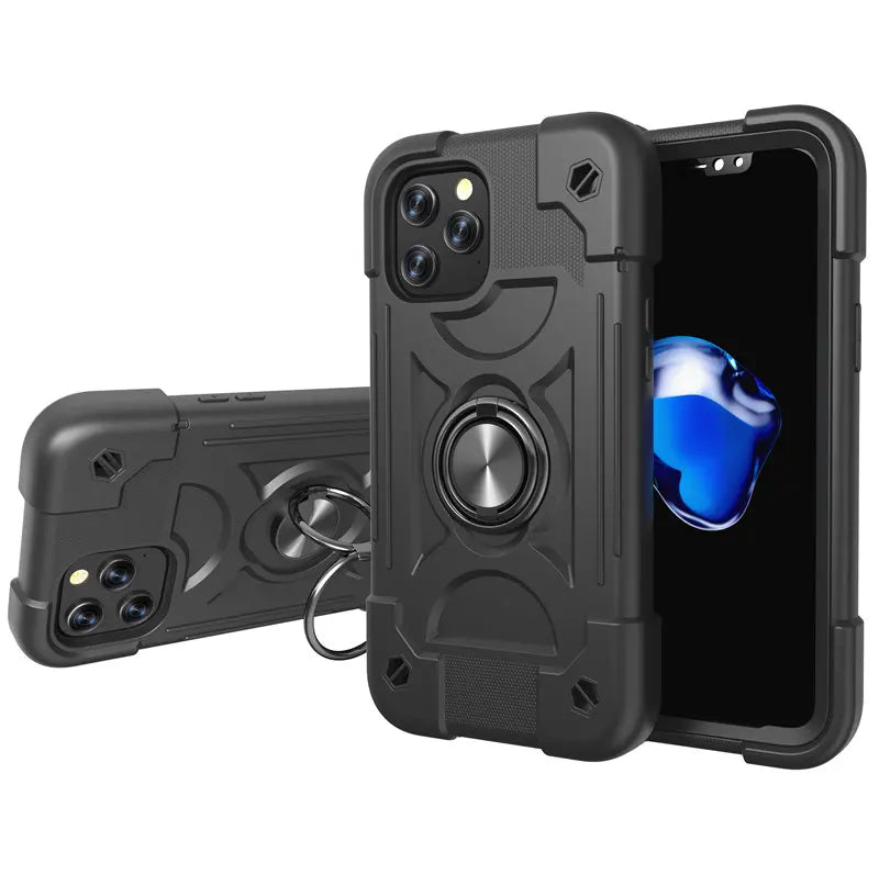 【耐衝撃カラフルリング付きスマホケース】スタンド機能付き|iPhone対応 #250810