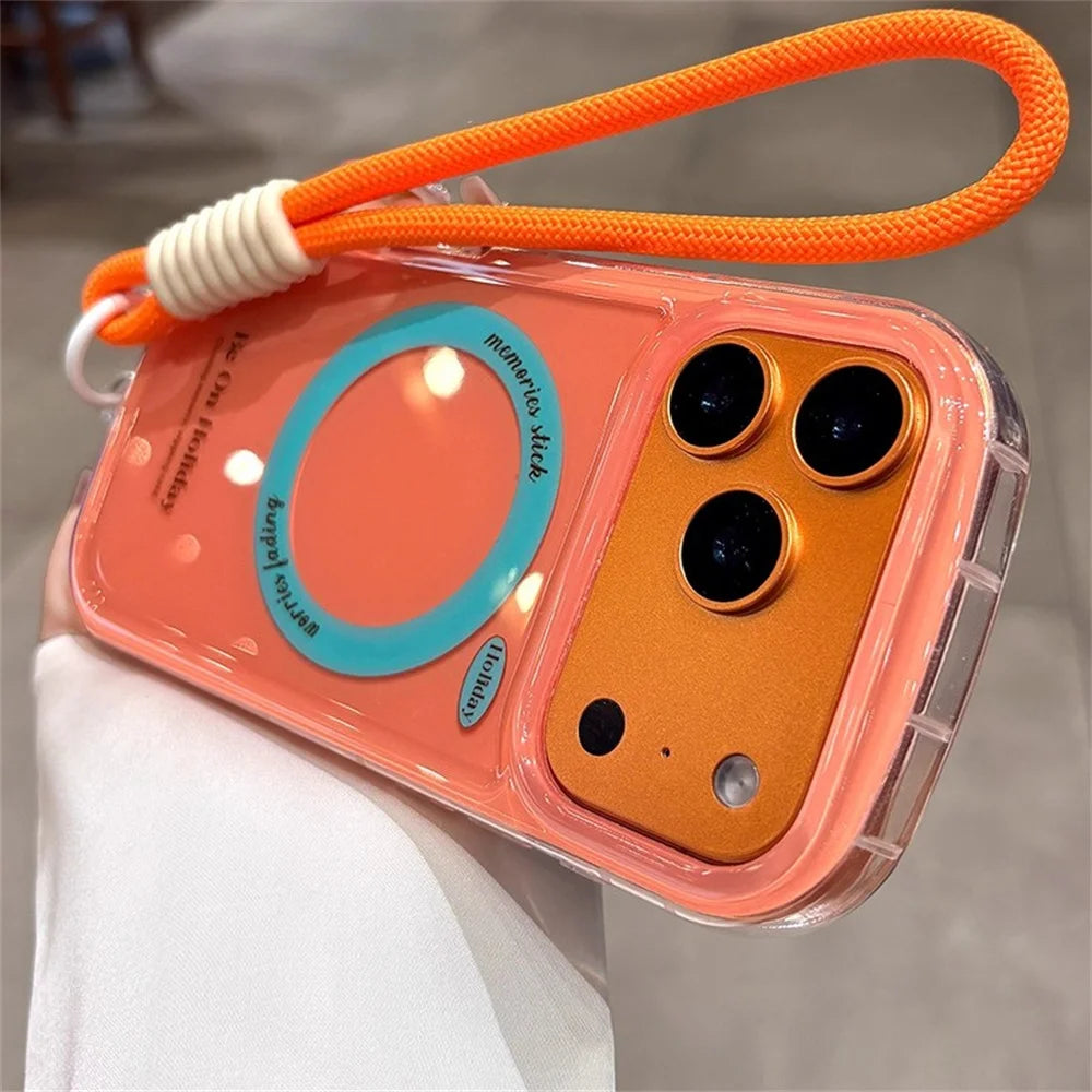 【Magsafe対応】クリア カラーポップ ロープストラップ スマホケース|iPhone対応 #250215