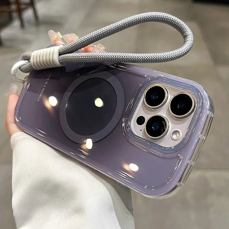 【ふんわりチーク】くすみグラデ iPhoneケース ストラップ付き 韓国風 透明 スマホカバー グラデーション かわいい #241216