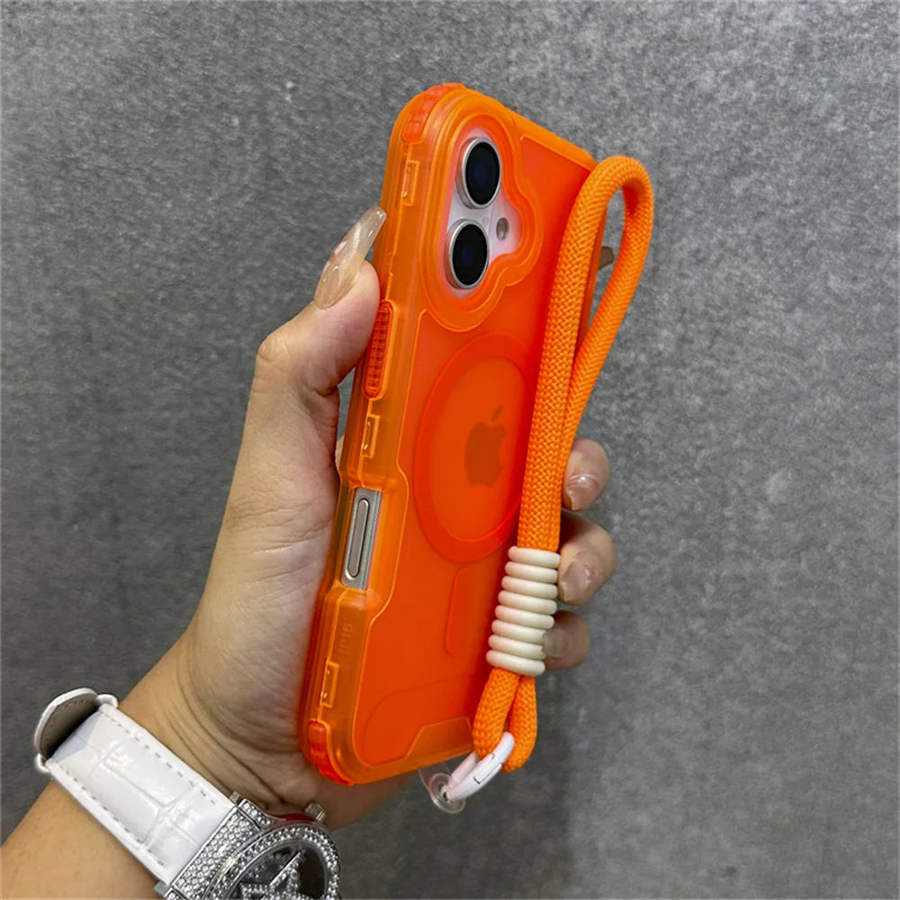 【ネオンカラー】マットクリア ロープストラップ付き スマホケース|iPhone対応 #250803