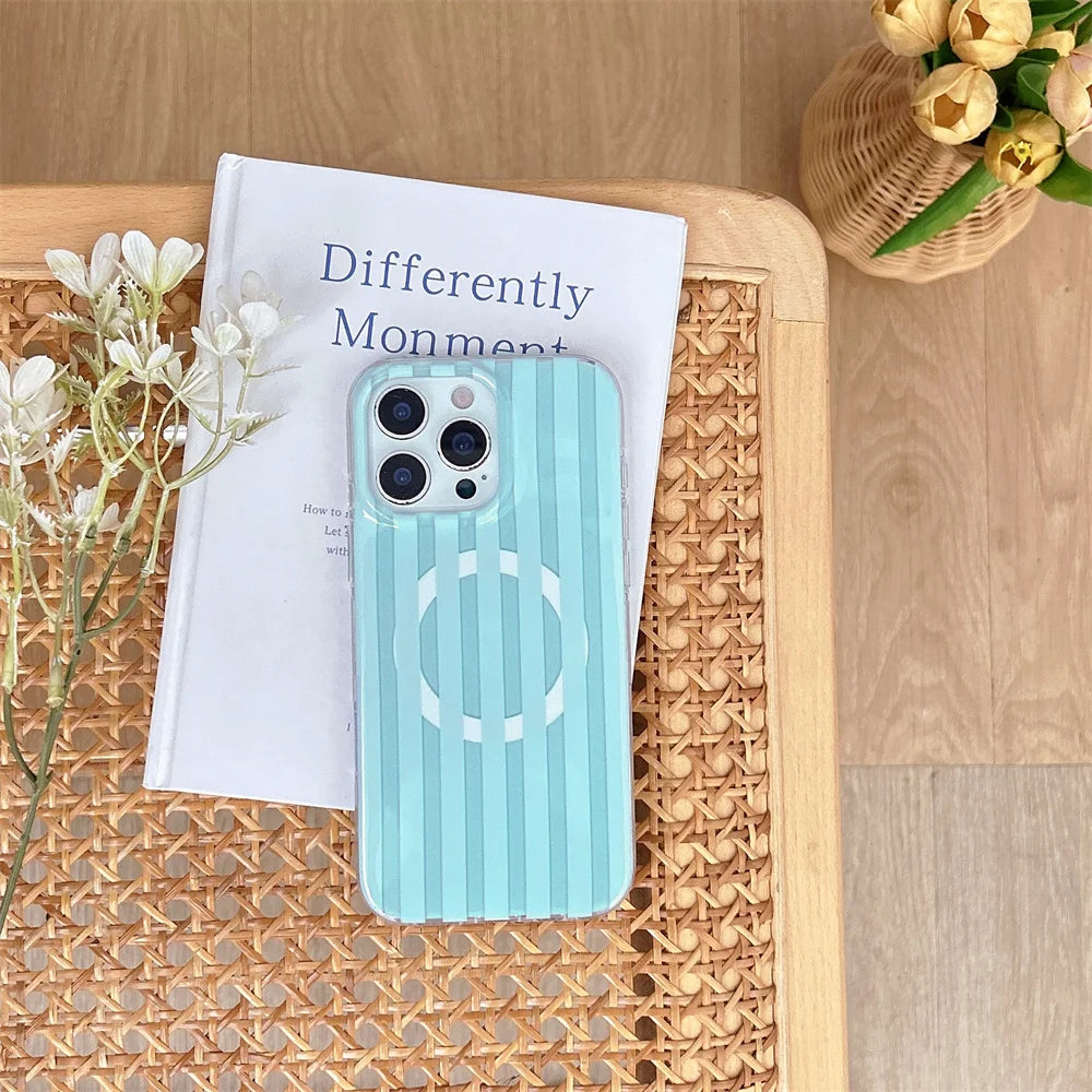 【Heart Grip Clear Stripe Case】ハートグリップクリアストライプケース|iPhone対応 #250223