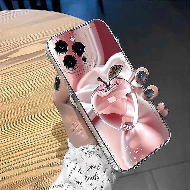 【フルーツシリーズ】チェリー&アップル ホログラム スマホケース|iPhone対応 #250910