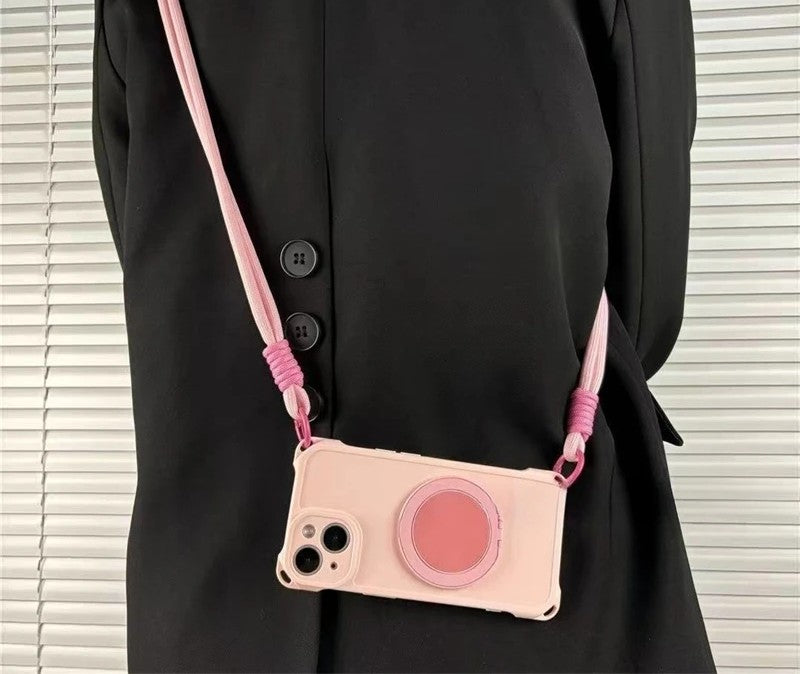2WAYストラップ付き iPhoneケース おしゃれ リングスタンド #261127