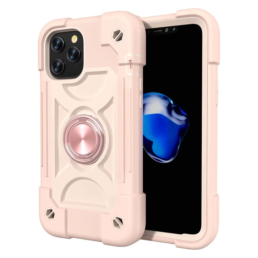 【耐衝撃カラフルリング付きスマホケース】スタンド機能付き|iPhone対応 #250810