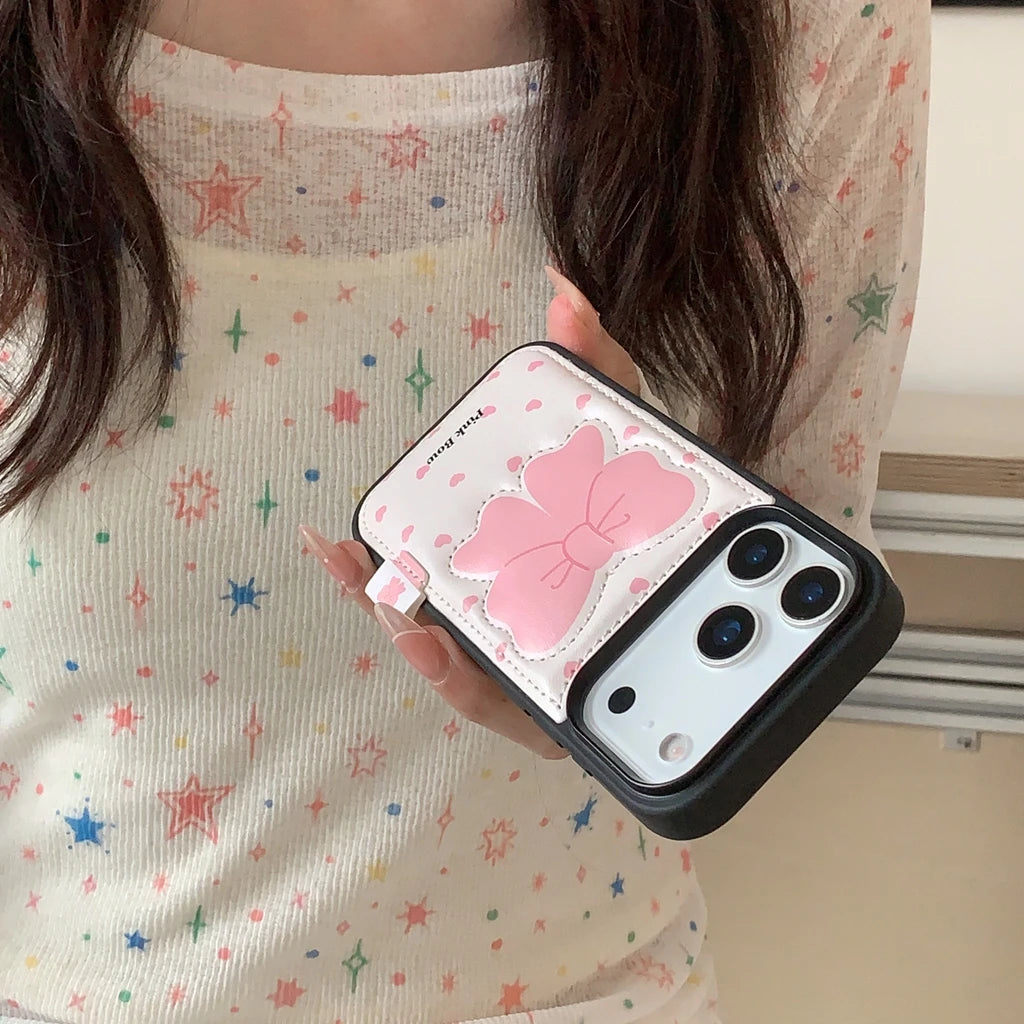 【ピンクリボン】ラブ プチハート エンボスレザー スマホケース|iPhone対応 #250209