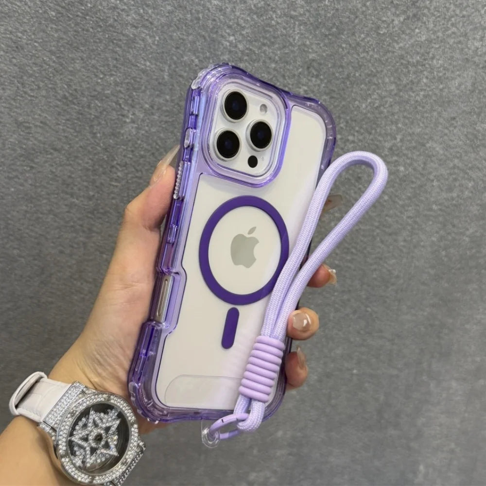 ネオンストラップ付き iPhoneケース|クリアケース・Magnet内蔵・ショルダーストラップ付き #230803