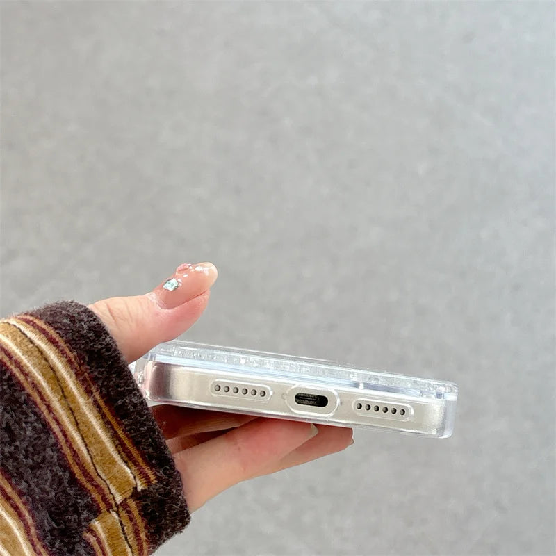 レオパードリボン キラキラ流れるラメ iPhoneケース|韓国Y2K #230828