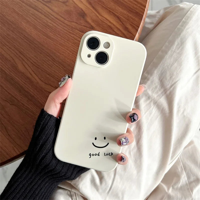 【ニコちゃんシリーズ】goodluck シンプルメッセージ ニコちゃん マット iPhoneケース #260304