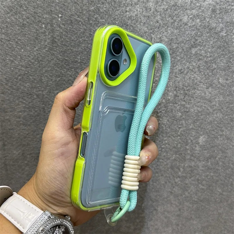 【クリア×ネオンフレーム】カード収納スマホケース|iPhone対応 #250807