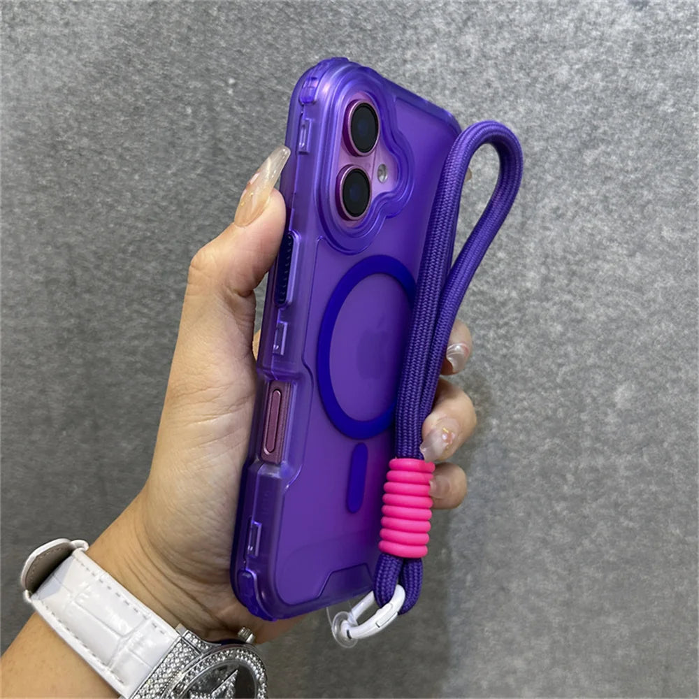 【ネオンカラー】マットクリア ロープストラップ付き スマホケース|iPhone対応 #250803