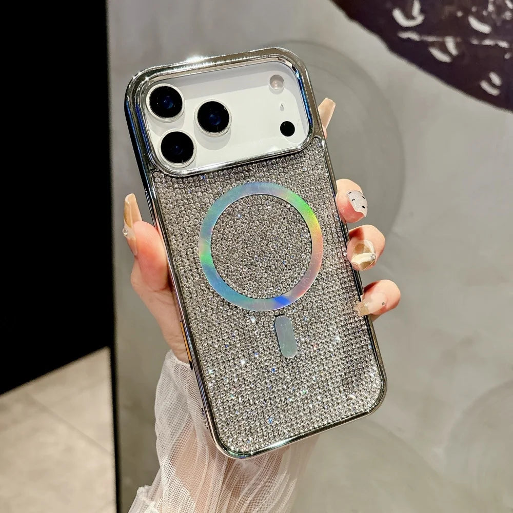 【Magsafe対応】キラキラ グリッターラメ ストーン × マグネット対応 スマホケース|iPhone対応 #250319