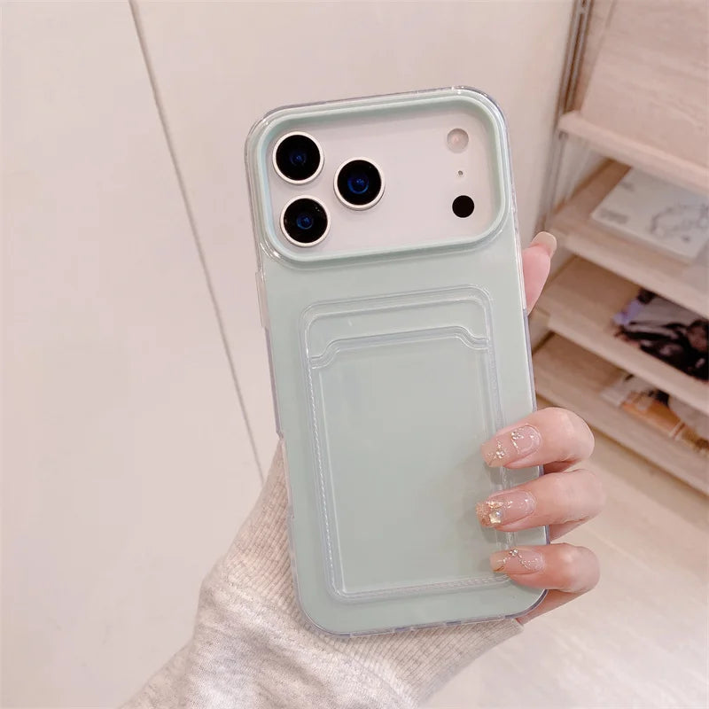 【クリアポケットシリーズ】推しフォト カード収納可能 シンプル 透明 クリアスマホケース|iPhone対応 #251123