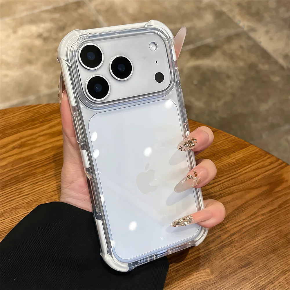 【耐衝撃 クリア】滑り止めフレーム バンパー 透明 アクリル アーマー スマホケース|iPhone対応 #250425