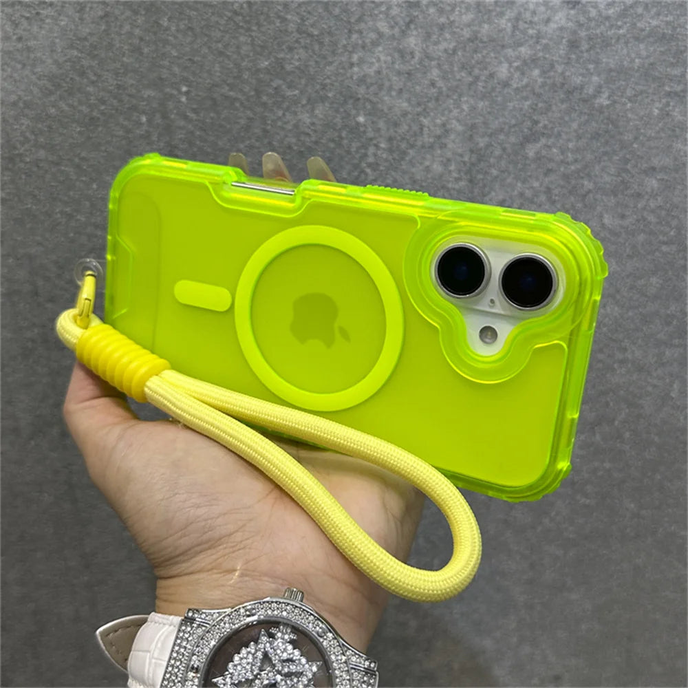 【ネオンカラー】マットクリア ロープストラップ付き スマホケース|iPhone対応 #250803