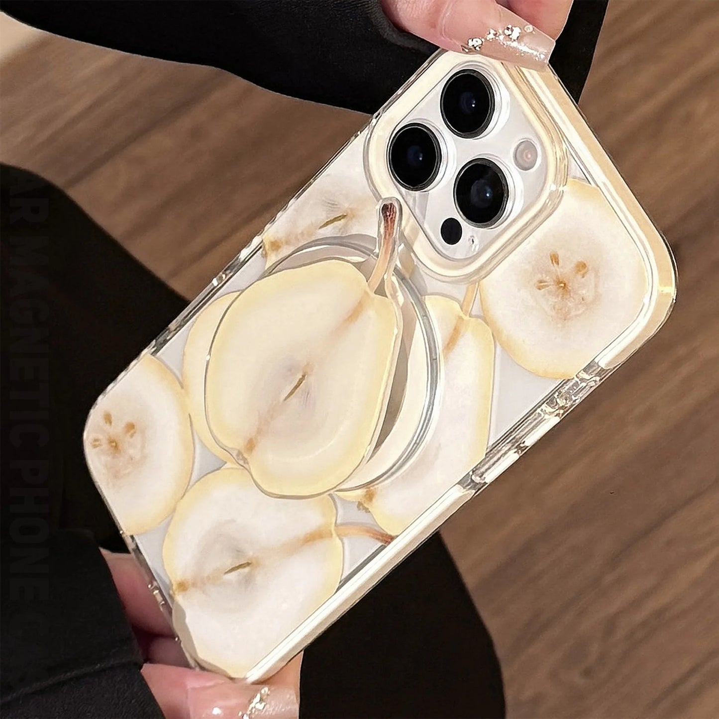 ペアフルーツ グリップ Magnet内蔵 iPhoneケース|ナチュラルデザイン #231005