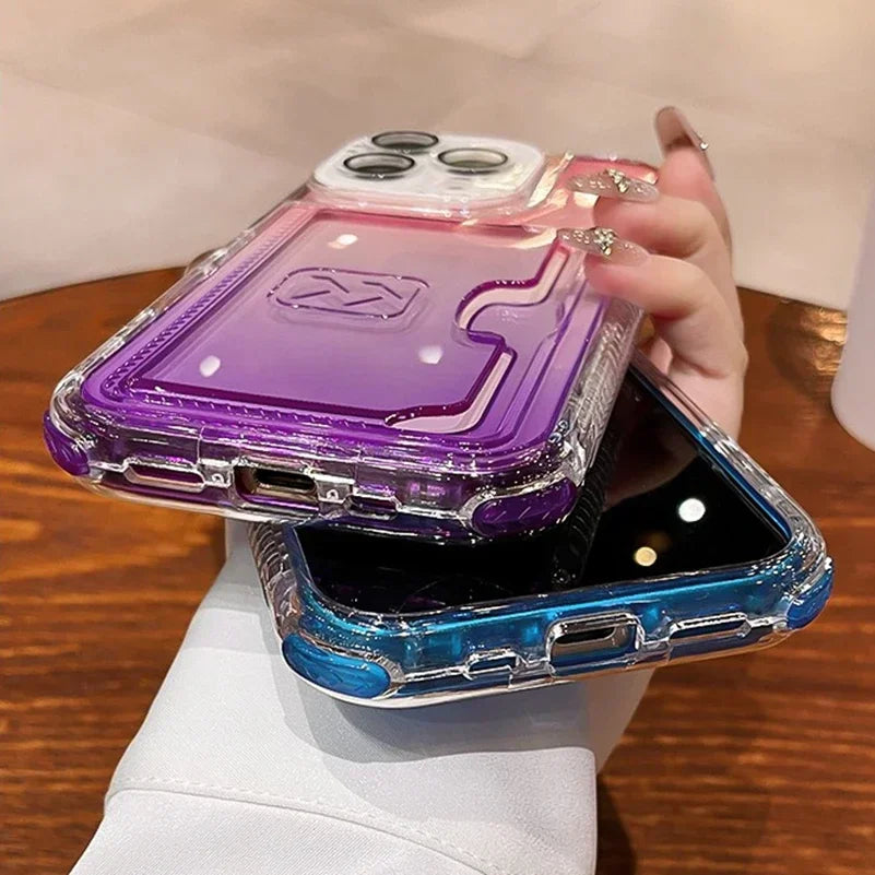 【グラデーションシリーズ】キラキラ透明感 グラデーションカラー カード収納付き スマホケース|iPhone対応 #251022