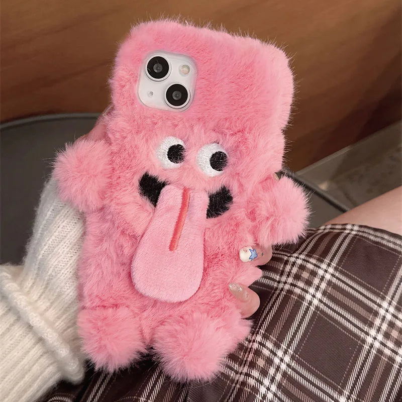 【ふわもこモンスター】マグネット付き ペアにおすすめ 立体ぬいぐるみ スマホケース|iPhone対応 #241120