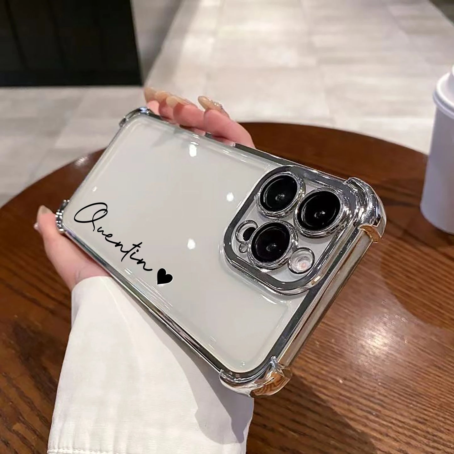 【カスタムシリーズ】名入れOK ソフトTPU×メタリックエッジ スマホケース|iPhone対応 #250321