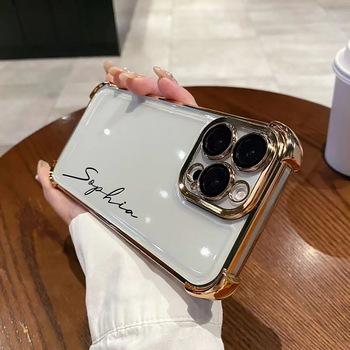 【カスタムシリーズ】名入れOK ソフトTPU×メタリックエッジ スマホケース|iPhone対応 #250321