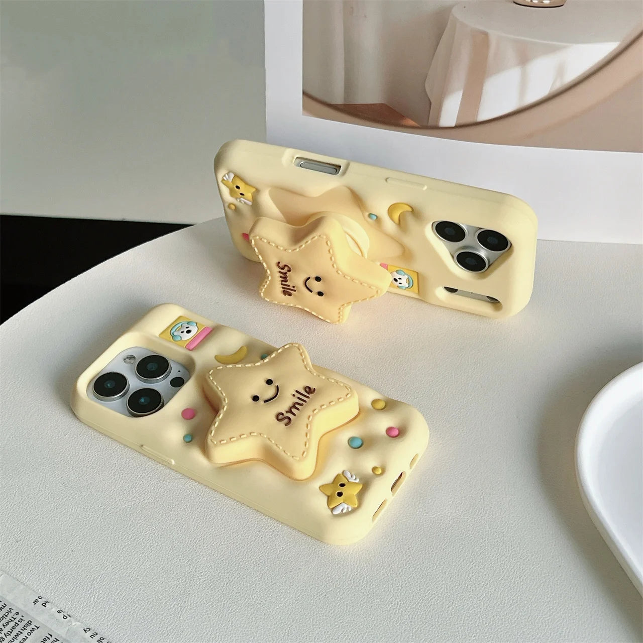 【スマイルスター】立体スター 星 × ポップソケット スマホケース|iPhone対応 #250217