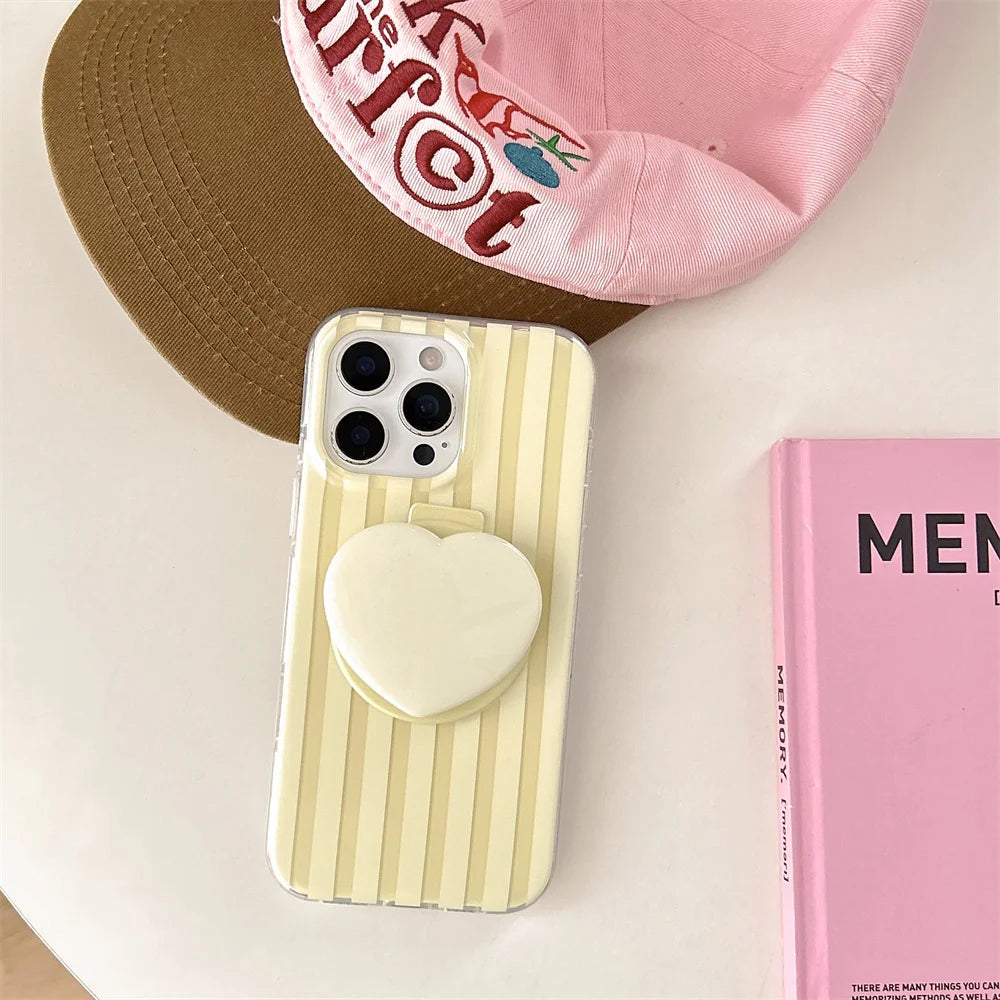 【Heart Grip Clear Stripe Case】ハートグリップクリアストライプケース|iPhone対応 #250223
