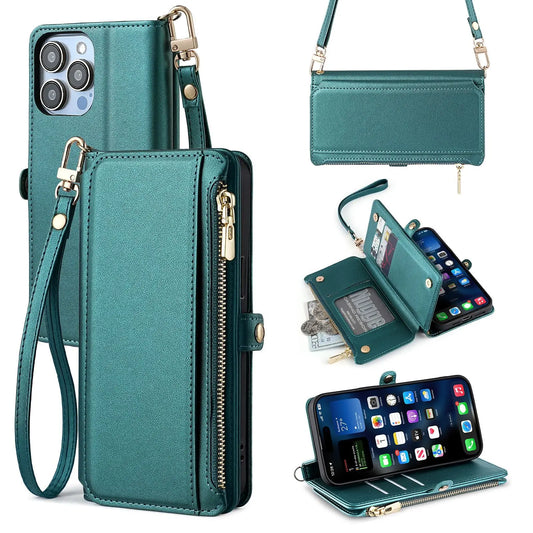 【ブックスタイル】シンプル レザー調 手帳タイプ iPhoneケース ストラップ付き #240124