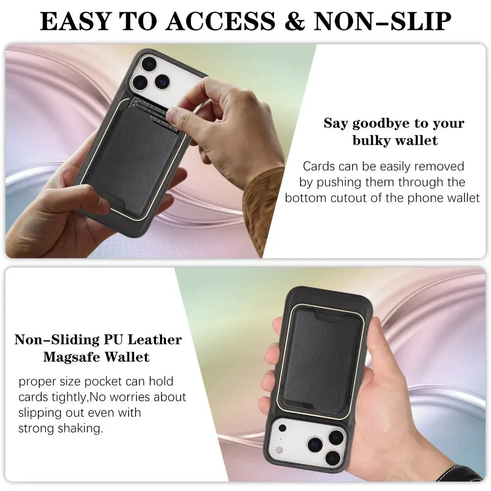 【レザーウォレットシリーズ】MagSafe対応 マグネット式 ミニマルカードホルダー スマホケース用|iPhone対応 #251115