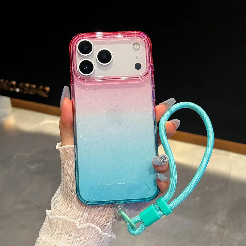 【グラデーションシリーズ】カラフル クリアグラデーション ストラップ付き スマホケース|iPhone対応 #251118